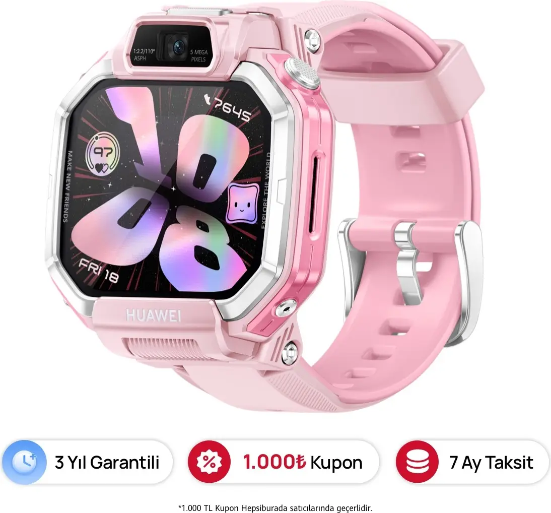 Watch Kids X1 Akıllı Çocuk Saati - Pembe, 3 yıl Garanti, 360° Dönen Çift Kamera, Hd Görüşme, Hassas Konum Takibi